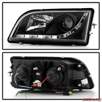 Spyder Auto DRL LED Black Projector Headlights for Volvo S40 2000-2003 - PRO-YD-VOS4097-DRL-BK