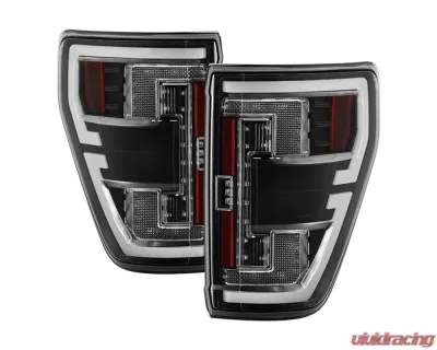 Spyder Auto Black Full LED Tail Lights for Ford F150 2021-2023 (Halogen Model, Blind Spot Sensor) - ALT-YD-FF15021HALBS-BK