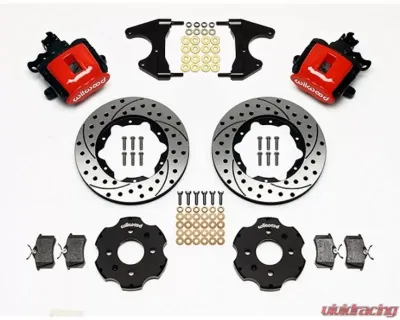 Wilwood Combination Parking Brake Caliper Rear Brake Kit, Drilled and Slotted Rotor - Red Honda Civic | Acura Integra - 140-10208-DR
