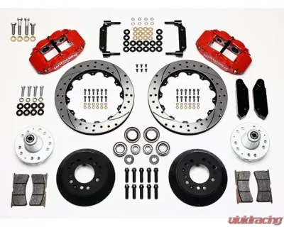Wilwood Forged Narrow Superlite 6R Big Brake Front Brake Kit, Drilled and Slotted Rotors, Red - Ford Mustang 1970-1973 - 140-10220-DR