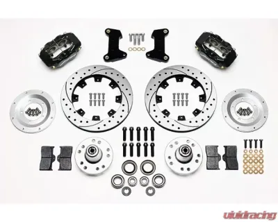 Wilwood Forged Dynalite Big Brake Front Brake Kit (Hub) - Drilled and Slotted Rotor - Black - Ford Mustang 1974-1980 - 140-10440-BD