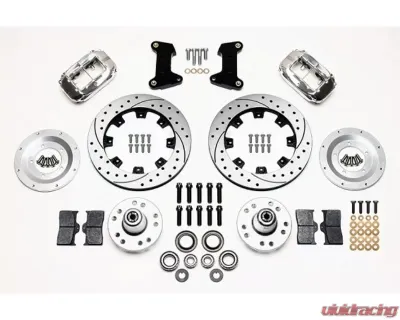 Wilwood Forged Dynalite Big Brake Front Brake Kit (Hub) - Drilled and Slotted Rotor - Polished - Ford Mustang 1974-1980 - 140-10440-DP
