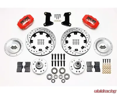 Wilwood Forged Dynalite Big Brake Front Brake Kit (Hub) - Drilled and Slotted Rotor - Red - Ford Mustang 1974-1980 - 140-10440-DR