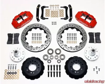 Wilwood Forged Narrow Superlite 6R Big Brake Front Brake Kit (Hub), Drilled and Slotted Rotors - Red - Chevrolet Camaro 1970-1978 - 140-10486-DR