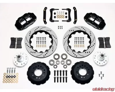 Wilwood Forged Narrow Superlite 6R Big Brake Front Brake Kit (Hub), Drilled and Slotted Rotors - Black - Chevrolet Camaro 1979-1981 - 140-10493-D