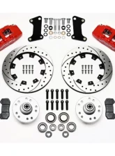 Wilwood Forged Dynapro 6 Big Brake Front Brake Kit (Hub), Drilled and Slotted Rotors - Red, Chevrolet Camaro | Chevelle | Nova 1964-1972                                     - 140-10510-DR - Image 3
