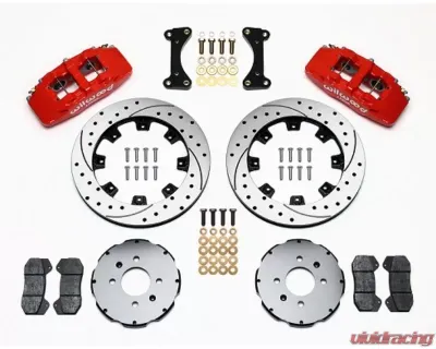 Wilwood Forged Dynapro 6 Big Brake Front Brake Kit (Hat), Drilled and Slotted Rotor -Red - Honda Civic 1990-1999 - 140-10736-DR