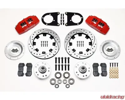 Wilwood Forged Dynapro 6 Big Brake Front Brake Kit (Hub), Drilled and Slotted Rotor - Red - 140-10739-DR
