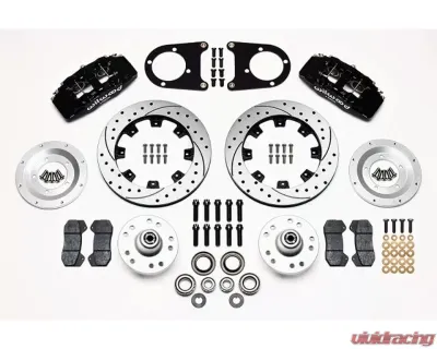 Wilwood Forged Dynapro 6 Big Brake Front Brake Kit (Hub), Drilled and Slotted Rotor - Black - 140-10739-D