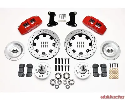 Wilwood Forged Dynapro 6 Big Brake Front Brake Kit (Hub), Drilled and Slotted Rotor - Red - 140-10741-DR