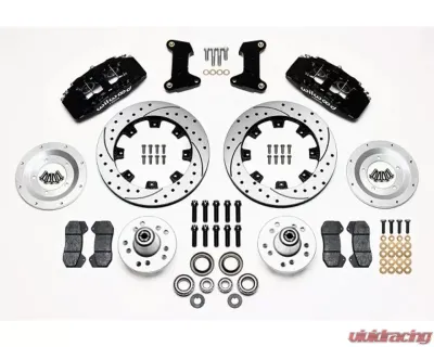 Wilwood Forged Dynapro 6 Big Brake Front Brake Kit (Hub), Drilled and Slotted Rotor - Black - Ford Mustang 1974-1980 - 140-10742-D