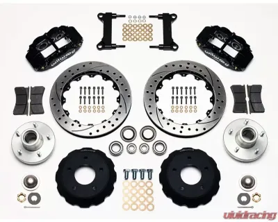 Wilwood Forged Narrow Superlite 6R Big Brake Front Brake Kit (Hub), Drilled and Slotted Rotor - Black - Chevrolet C10 1960-1987 - 140-10775-D