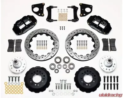 Wilwood Forged Narrow Superlite 6R Big Brake Front Brake Kit (Hub), Drilled and Slotted Rotor - Black - 140-10816-D