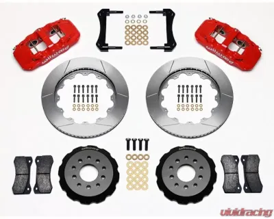Wilwood Forged Narrow Superlite 6R Big Brake Front Brake Kit (Hub), Slotted Rotor - Red - Ford Mustang 2005-2014 - 140-10830-R
