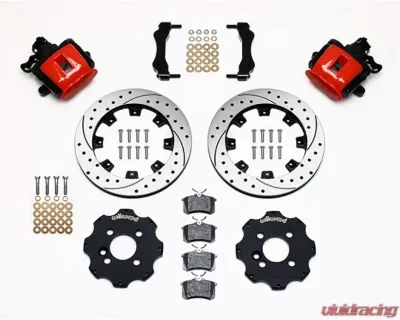 Wilwood Combination Parking Brake Caliper Rear Brake Kit, Plain Face Rotor - Red - Mini Cooper - 140-10885-R