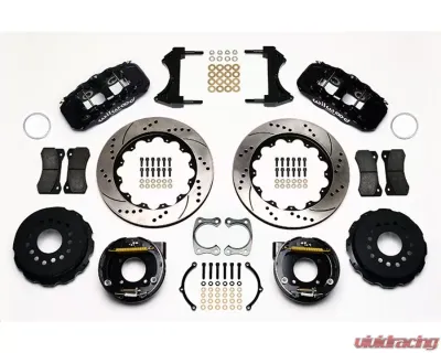 Wilwood AERO4 Big Brake Rear Parking Brake Kit, Drilled and Slotted Rotor - Black - 140-10943-D