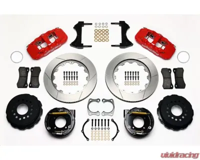 Wilwood AERO4 Big Brake Rear Parking Brake Kit, Slotted Rotor - Red - 140-10943-R