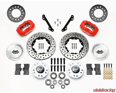 Wilwood Forged Dynalite Pro Series Front Brake Kit - Drilled and Slotted Rotor - Red - Chevrolet Camaro 1970-1978 - 140-11007-DR