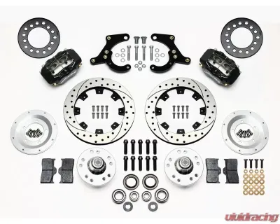 Wilwood Forged Dynalite Pro Series Front Brake Kit - Drilled and Slotted Rotor - Black - 1955-1957 Chevy - 140-11010-D