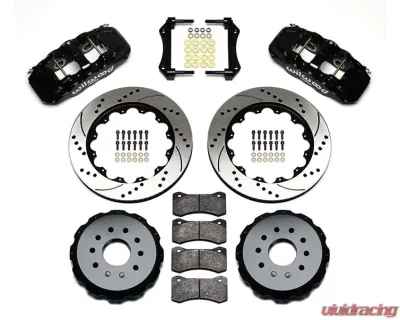 Wilwood AERO4 Big Brake Rear Brake Kit For OE Parking Brake - Drilled and Slotted Rotor - Black - Chevrolet Corvette C5 | C6 1997-2013 - 140-11119-D