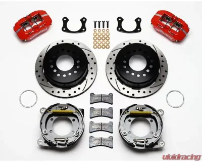 Wilwood Forged Dynapro Low-Profile Rear Parking Brake Kit, Drilled and Slotted Rotor - Red - 140-11392-DR