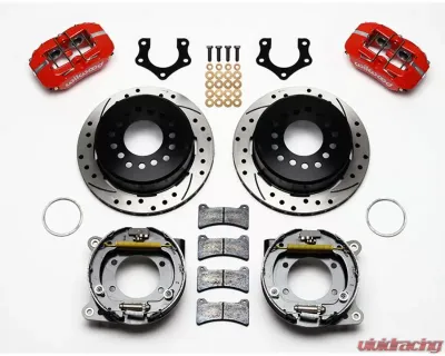 Wilwood Forged Dynapro Low-Profile Rear Parking Brake Kit, Drilled and Slotted Rotor - Red - 140-11395-DR