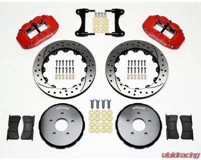 Wilwood Forged Narrow Superlite 6R Big Brake Front Brake Kit (Hat), Drilled and Slotted Rotor - Red - Nissan 370Z | Infiniti G37 2009-2013 - 140-11584-DR