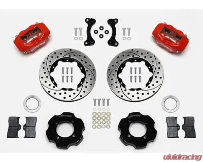 Wilwood Dynalite Big Brake Front Brake Kit (Hat), Drilled and Slotted Rotor - Red - Mazda Miata 1995-2005 - 140-11704-DR