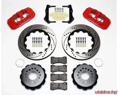 Wilwood AERO6 Big Brake  Rear Brake Kit, Drilled and Slotted Rotor - Red - Dodge Challenger| Magnum | Charger 2006-2010 - 140-11765-DR