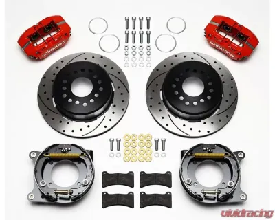 Wilwood Forged Forged Dynapro Low-Profile Rear Parking Brake Kit - Drilled and Slotted Rotor - Red - Chevrolet Impala | Corvette 1957-1964 - 140-11827-DR