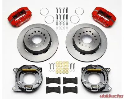 Wilwood Forged Forged Dynapro Low-Profile Rear Parking Brake Kit - Plain Face Rotor - Red - Chevrolet Impala | Corvette 1957-1964 - 140-11827-R