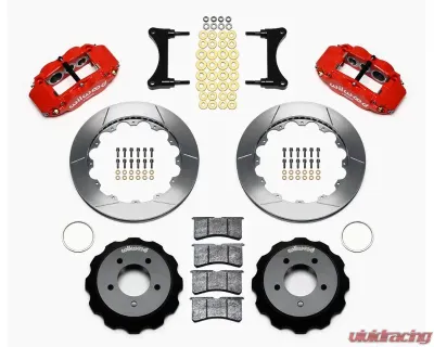 Wilwood Forged Narrow Superlite 6R Big Brake Front Brake Kit (Hat) - Slotted Rotor - Red - Mazda RX7 1993-1996 - 140-11964-R