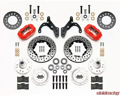 Wilwood Forged Dynalite Pro Series Front Brake Kit - Drilled and Slotted Rotor - Red - Chevrolet Impala 1965-1968 - 140-12021-DR