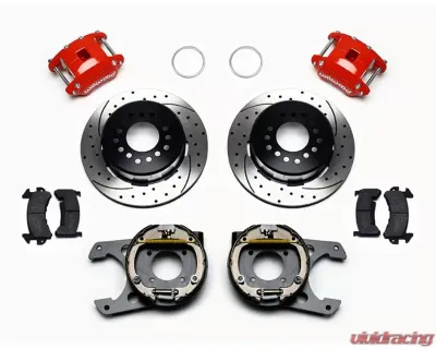 Wilwood D154 Rear Parking Brake Kit - Drilled and Slotted Rotor - Red - 140-12215-DR