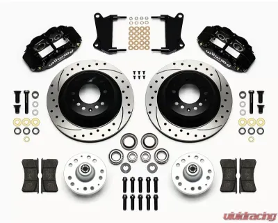 Wilwood Forged Narrow Superlite 6R Big Brake Front Brake Kit (Hub and 1PC Rotor) - Drilled and Slotted Rotor - Black - Chevrolet Camaro | Chevelle 1965-1972 - 140-12271-D