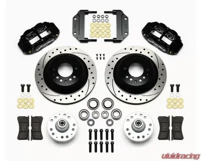 Wilwood Forged Narrow Superlite 6R Big Brake Front Brake Kit (Hub and 1PC Rotor) - Drilled and Slotted Rotor - Black - 140-12272-D