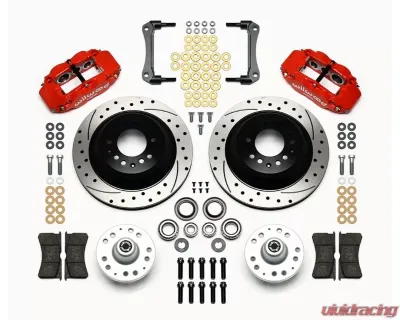 Wilwood Forged Narrow Superlite 6R Big Brake Front Brake Kit (Hub and 1PC Rotor) - Drilled and Slotted Rotor - Red - Chevrolet Camaro 1970-1978 - 140-12278-DR