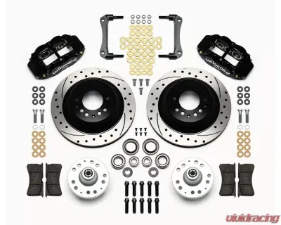 Wilwood Forged Narrow Superlite 6R Big Brake Front Brake Kit (Hub and 1PC Rotor) - Drilled and Slotted Rotor - Black - Chevrolet Camaro 1970-1978 - 140-12278-D