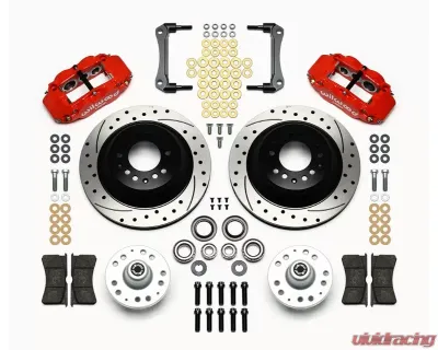 Wilwood Forged Narrow Superlite 6R Big Brake Front Brake Kit (Hub and 1PC Rotor) - Drilled and Slotted Rotor - Red - Chevrolet Camaro 1979-1981 - 140-12280-DR