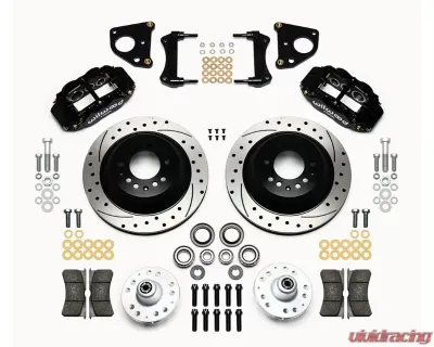 Wilwood Forged Narrow Superlite 6R Big Brake Front Brake Kit (Hub and 1PC Rotor) - Drilled and Slotted Rotor - Black - 140-12282-D
