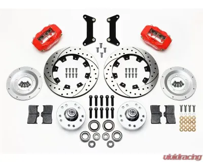 Wilwood Forged Dynalite Big Brake Front Brake Kit (Hub) - Drilled and Slotted Rotor - Red - GM G Body 1980-1987 - 140-12297-DR