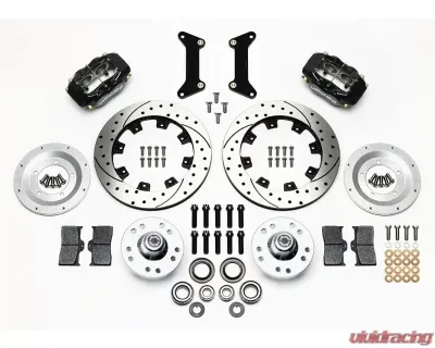 Wilwood Forged Dynalite Big Brake Front Brake Kit (Hub) - Drilled and Slotted Rotor - Black - GM G Body 1980-1987 - 140-12297-D
