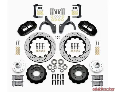 Wilwood Forged Narrow Superlite 6R Big Brake Front Brake Kit (Hub) - Drilled and Slotted Rotor - Black - Chevrolet Impala | Corvette 1959-1964 - 140-12465-D