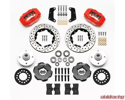 Wilwood Forged Dynalite Pro Series Front Brake Kit - Drilled and Slotted Rotor - Red - Ford Mustang 1964-1965 - 140-12535-DR