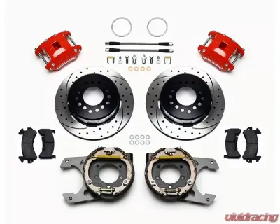 Wilwood D154 Rear Parking Brake Kit - Drilled and Slotted Rotor -  Red - 140-12567-DR