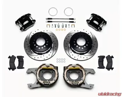 Wilwood D154 Rear Parking Brake Kit - Drilled and Slotted Rotor -  Black - 140-12567-D