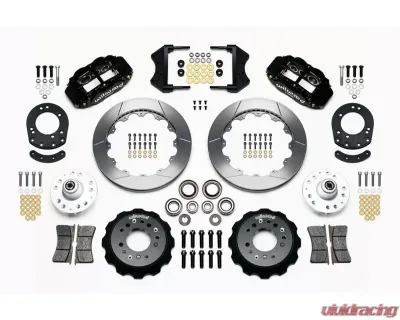 Wilwood Forged Narrow Superlite 6R Big Brake Front Brake Kit (Hub) - Slotted Rotors - Black - Ford Mustang 1965-1969 - 140-12638