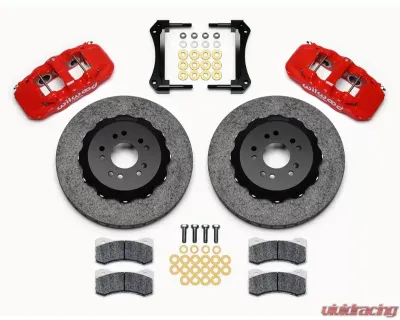 Wilwood AERO6 WCCB Carbon-Ceramic Big Brake Front Brake Kit - Plain Face Rotor - Red - Ford Mustang 2005-2014 - 140-12756-CSICR
