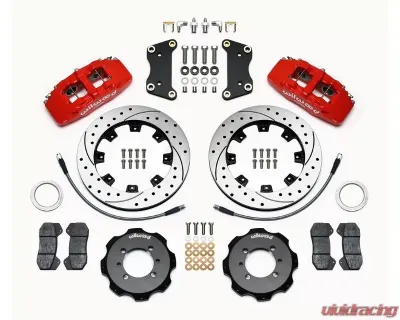 Wilwood Forged Dynapro 6 Big Brake Front Brake Kit (Hat) - Drilled and Slotted Rotor - Red - Fiat 500 2012 - 140-12767-DR