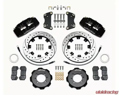 Wilwood Forged Dynapro 6 Big Brake Front Brake Kit (Hat) - Drilled and Slotted Rotor - Black - Fiat 500 2012 - 140-12767-D